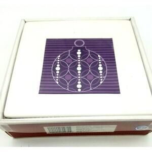 Purple Ornament Square Appetizer Plate Ceramic 6" White Set of 4 Target 2009